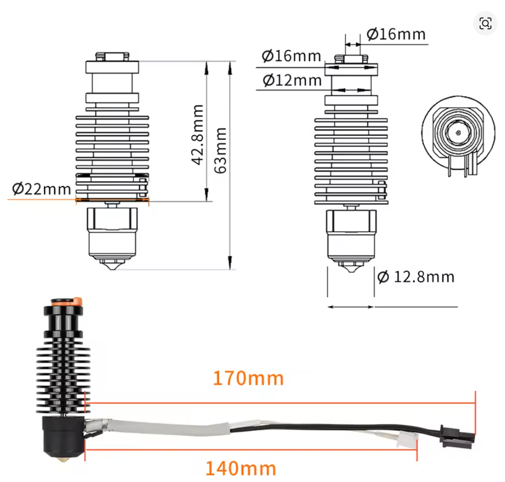 E3D V6 Hotend 24V 50W Ceramic - 2