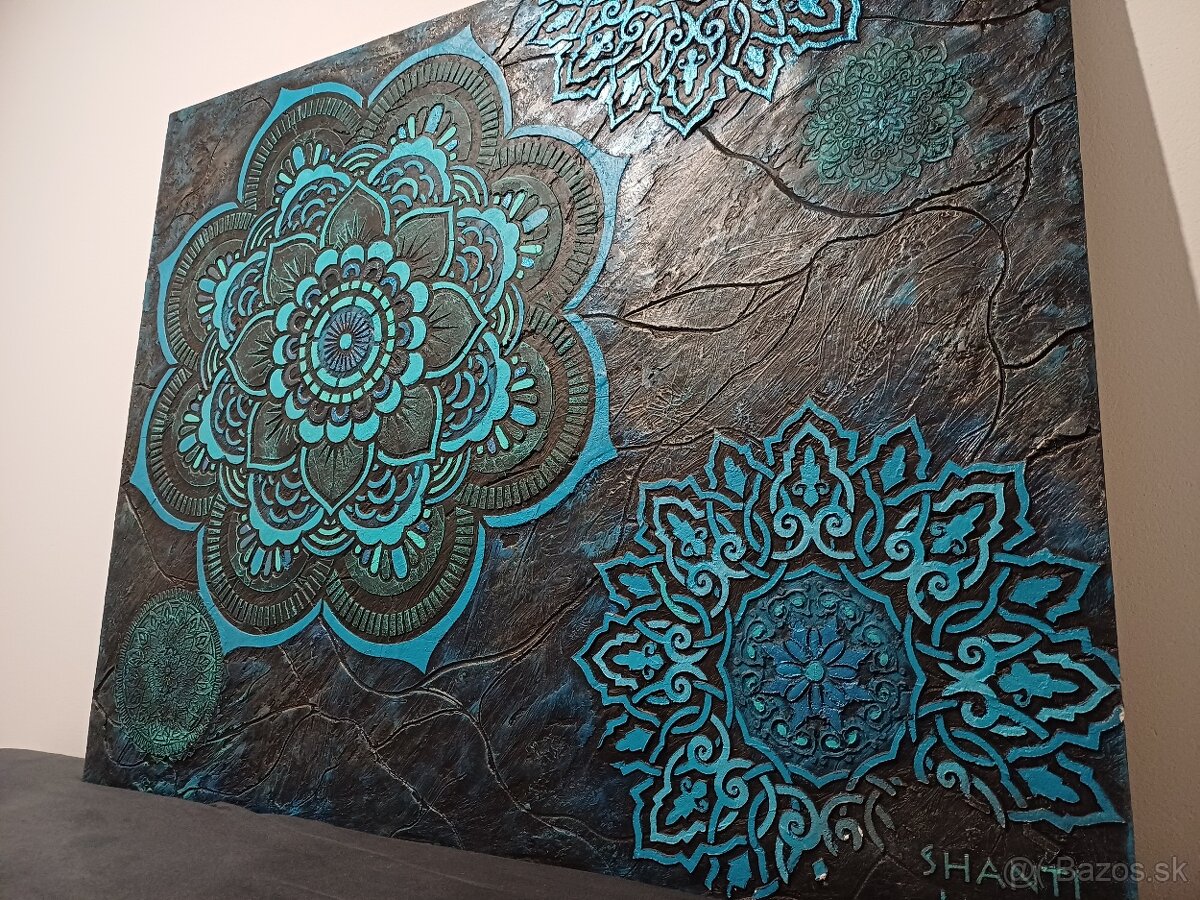 Mandala obraz tyrkys 3D 125x100cm - 2