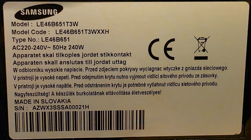 SAMSUNG TV 46" LE46B651T3W - 2