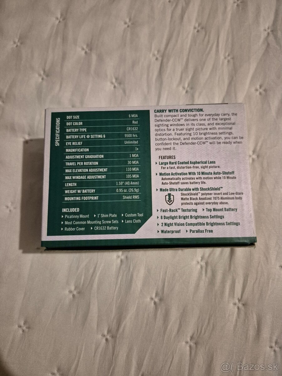 Kolimator Vortex Defender CCW - uplne nový - 2