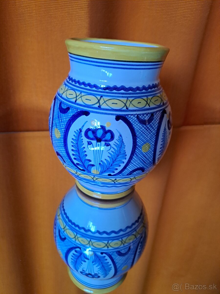 Váza - Modranská keramika s folklórními motivy, značená - 2