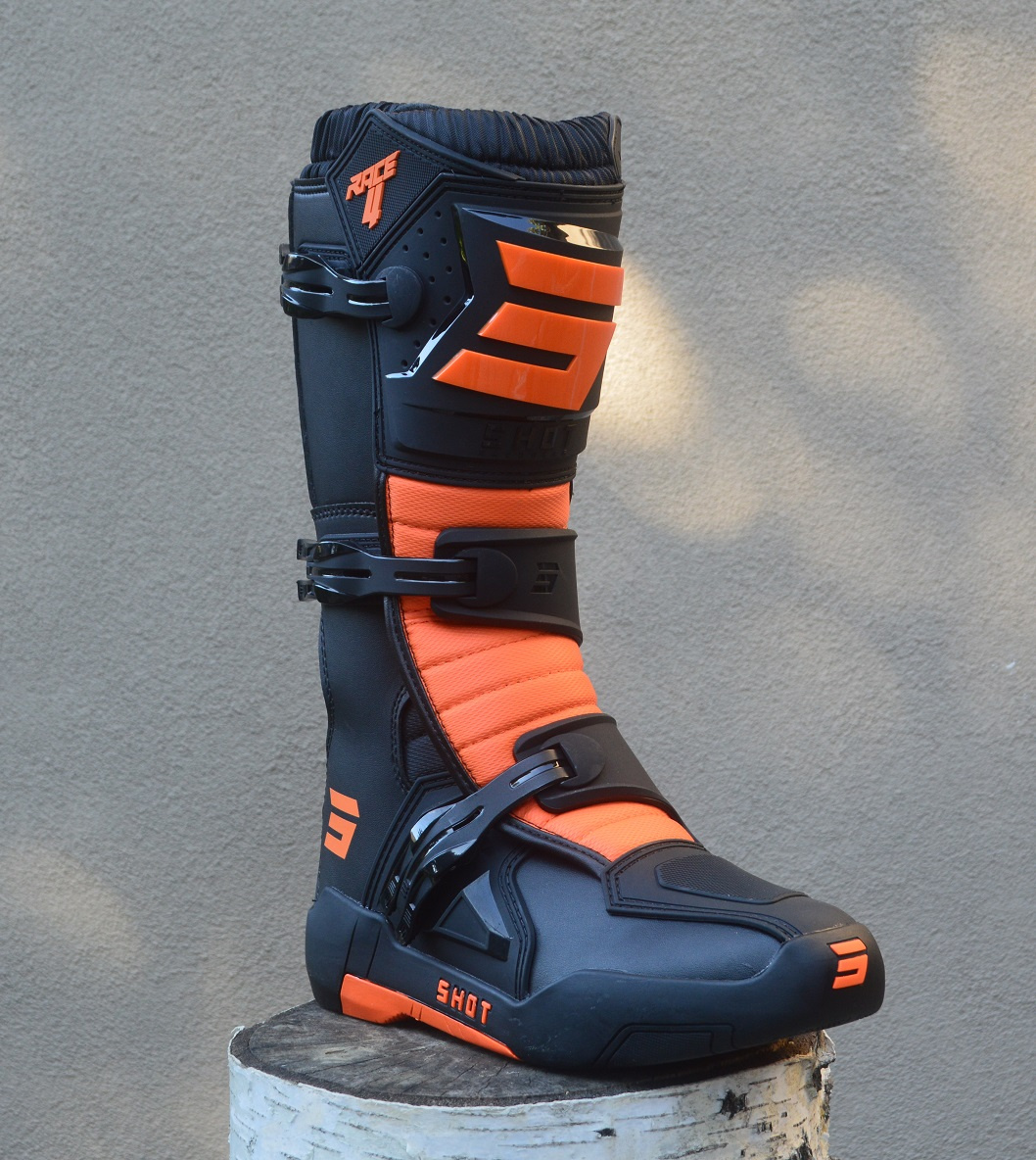 topánky MX ATV ENDURO čižmy čierno oranžové fluo shot