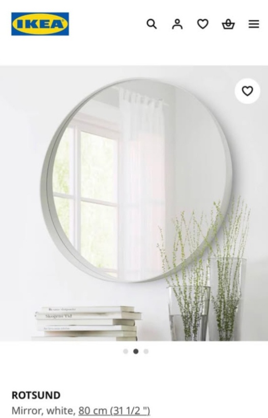 IKEA ROTSUND Zrkadlo - biele, 80 cm - 2