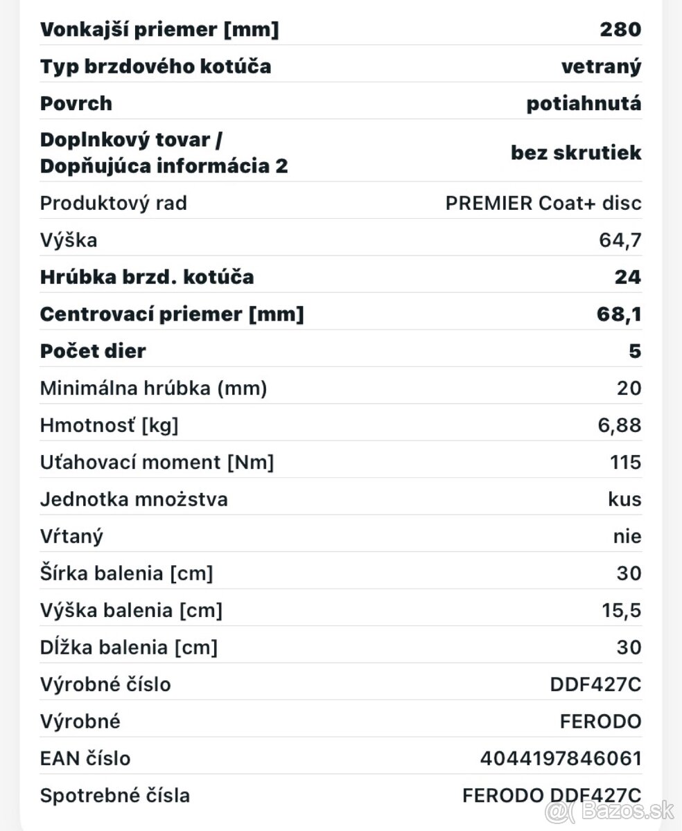 Nové brzdové kotúče VW transportér T4 - 2