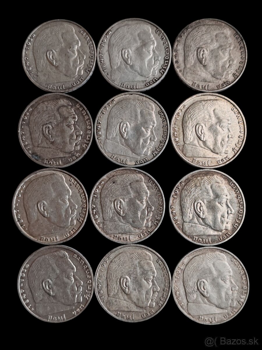 2 Marky 1937, 1938, 1939 rôzne mincovne - 2