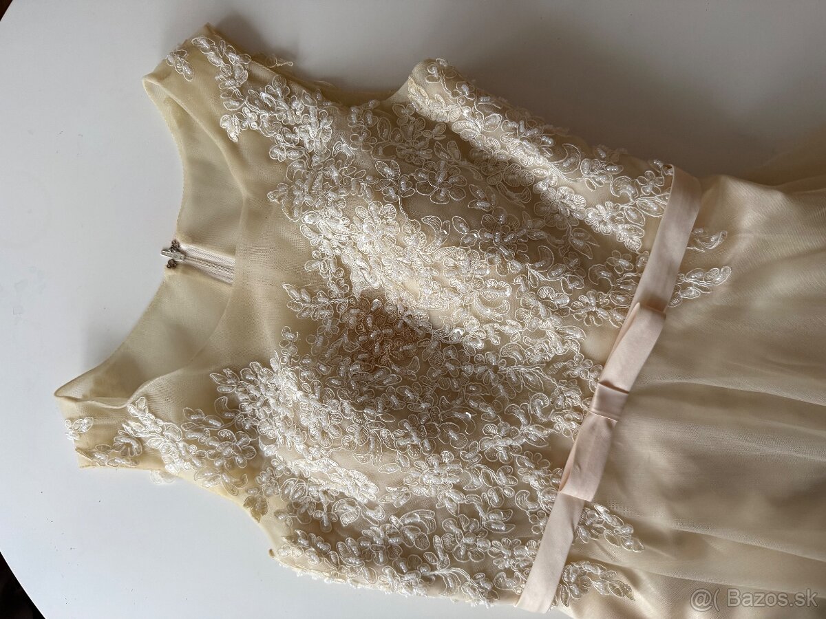 Spolocenske kremove plesove / svadobne saty - 2