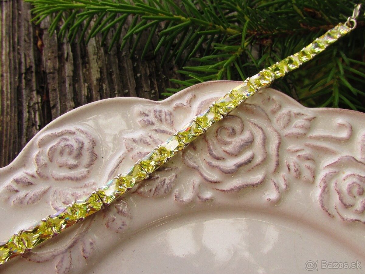 Strieborný náramok so žltými kamienkami, Ag 925 - 2