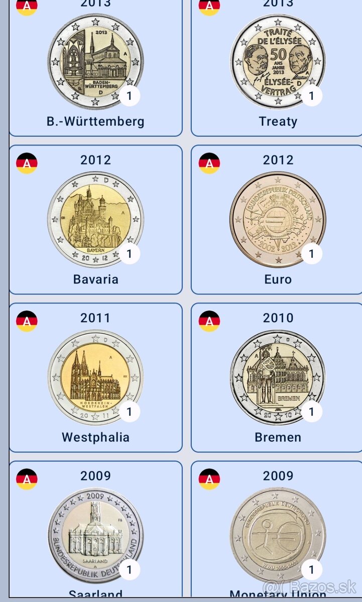 Sada nemeckých mince kompet - 2