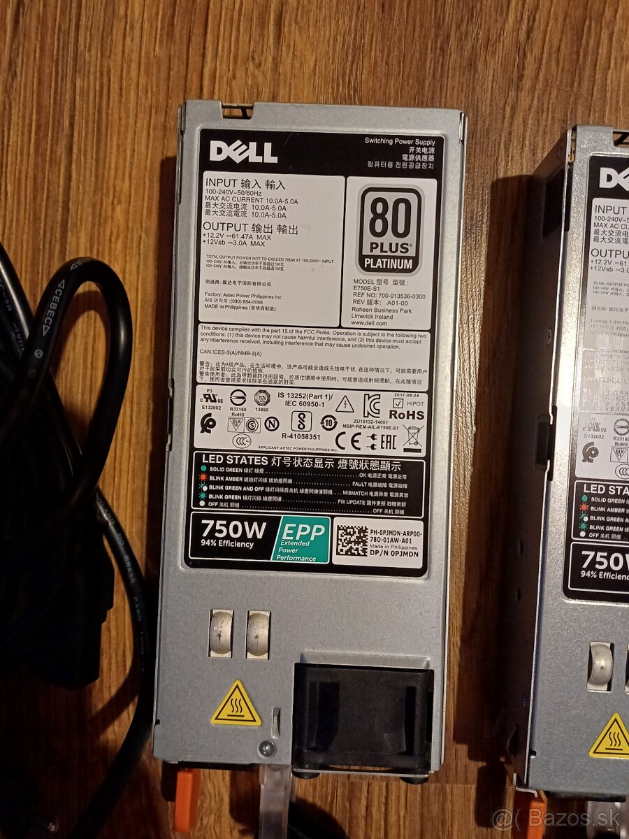 2x serverový zdroj Dell 750W - 2