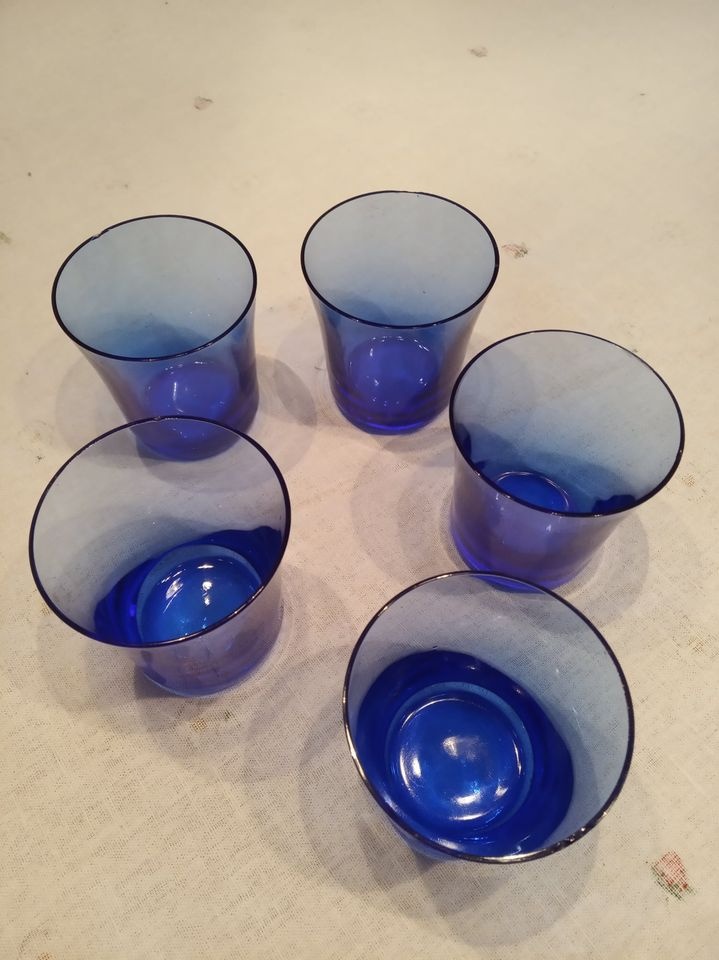 retro poháre na vodu - modré - 2