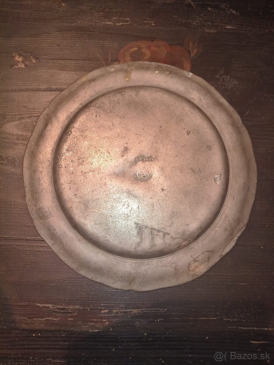 Starý cínový tanier – priemer 22,5 cm - 2