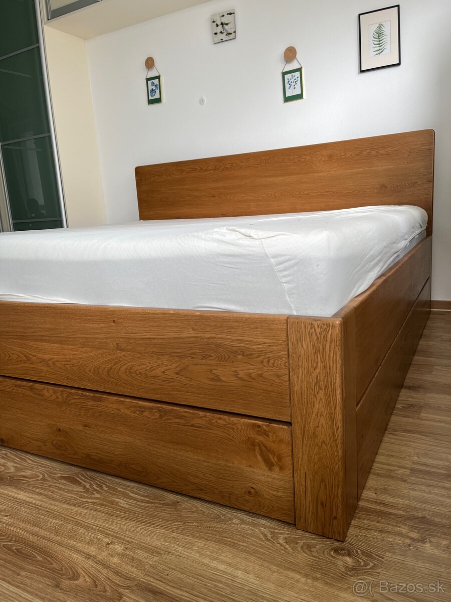 Dubová posteľ - úložný priestor, výklopné rošty - 2