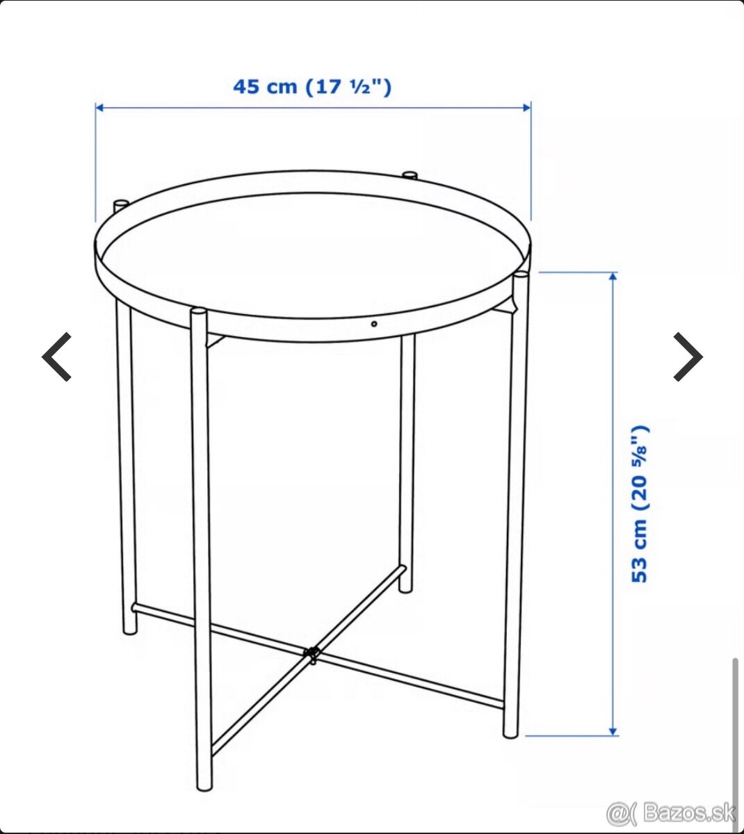 Predam stoliky Ikea GLADOM Stolík spodnosom,čierna, 45x53 cm - 2