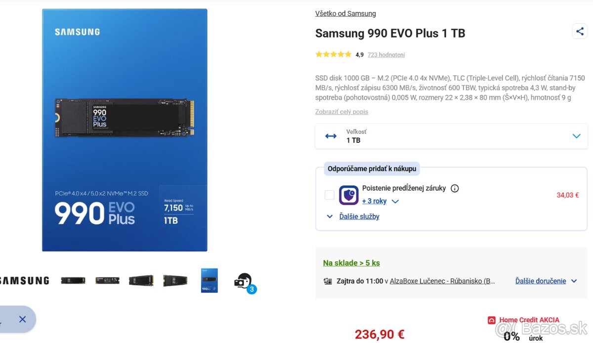 Predám 1TB SSD disk Samsung 990 EVO Plus (M.2 NVMe) – TOP ST - 2
