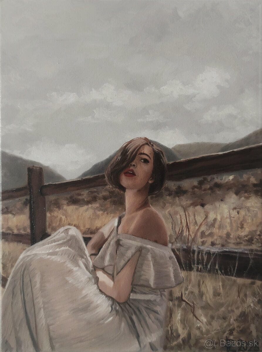 Ručne maľovaný obraz - olejomaľba - portrét - 2