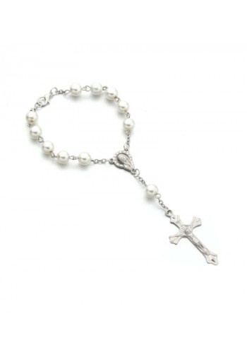 Ruženec na zapínanie (napr. do auta) - bielo strieborný - 2