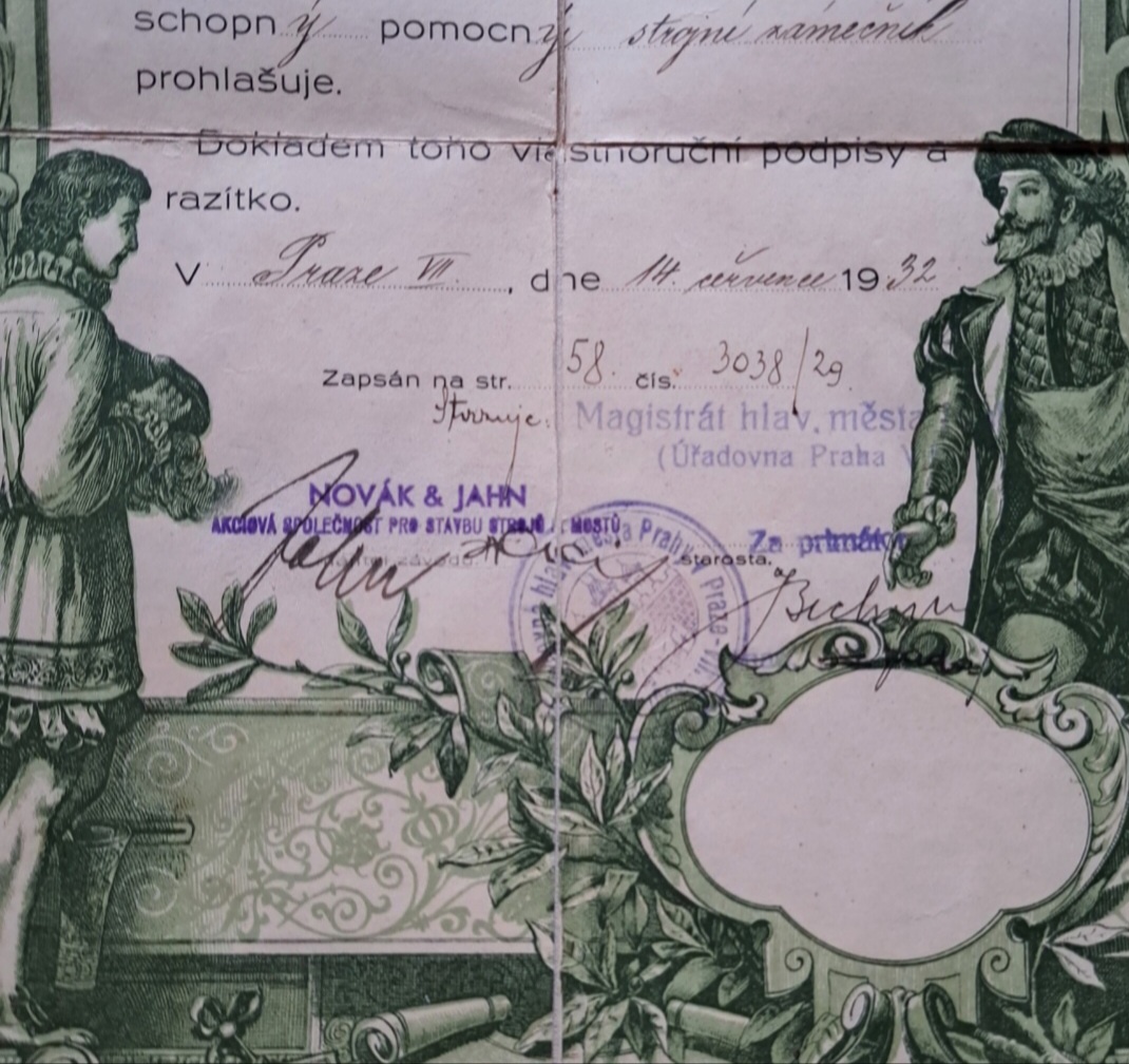 Starožitný litografický výučný list zámečník - 2