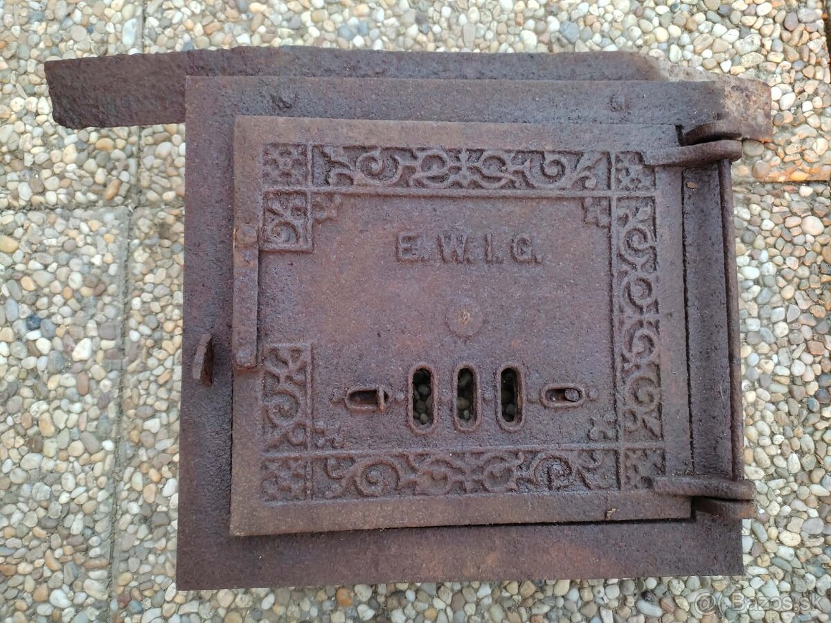 Starožitné dvierka na kachle znacene - 2