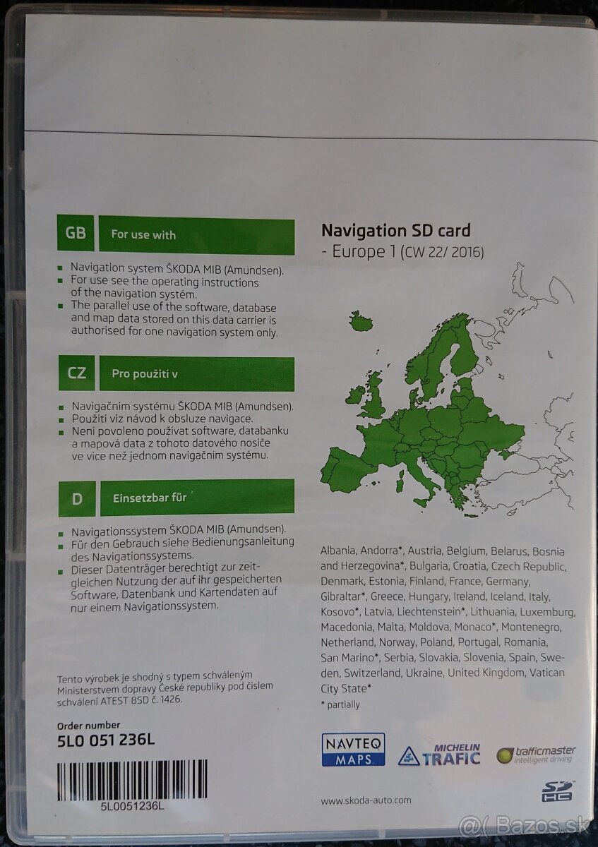 Navigace 64GB - Mapy Škoda SuperB Kodiaq, Karoq Octavia - 2
