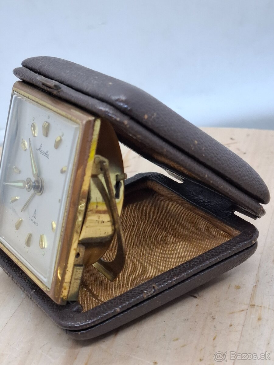 Predám funkčný cestovný budík Mauthe 8 day 7 rubis jewels - 2