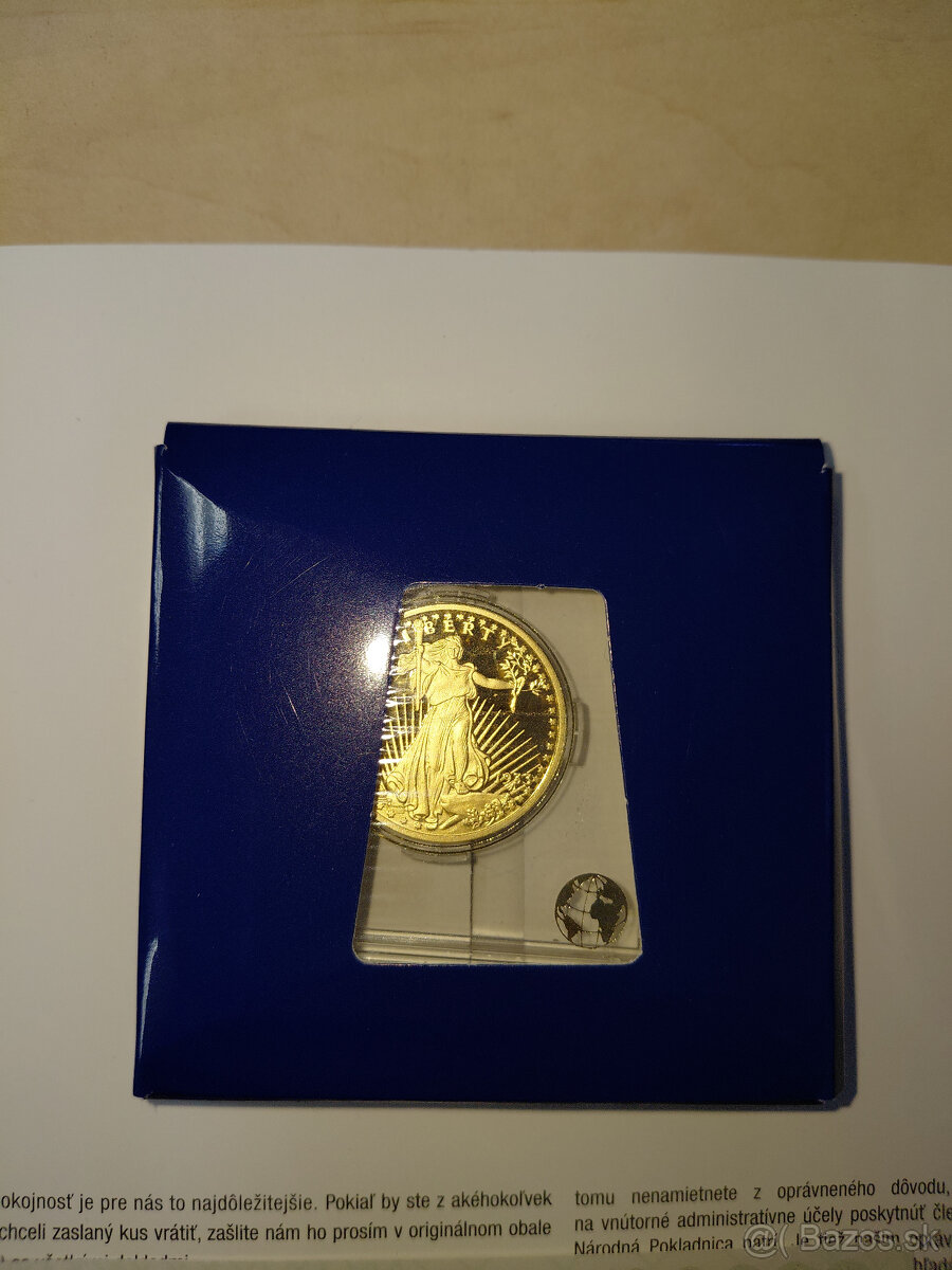 strieborná minca "Double Eagle" pozlátená - 2