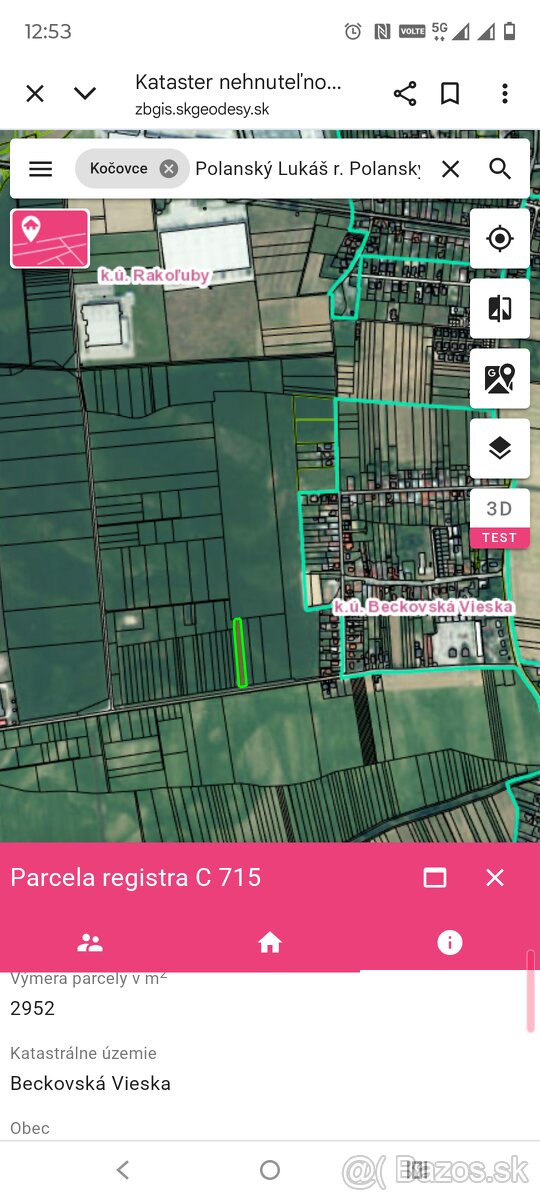 Pozemok Kocovce 2952m2 - 2
