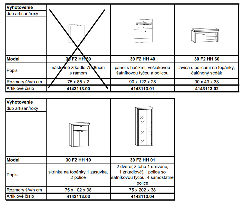 nábytok do predsiene dub artisan - 2