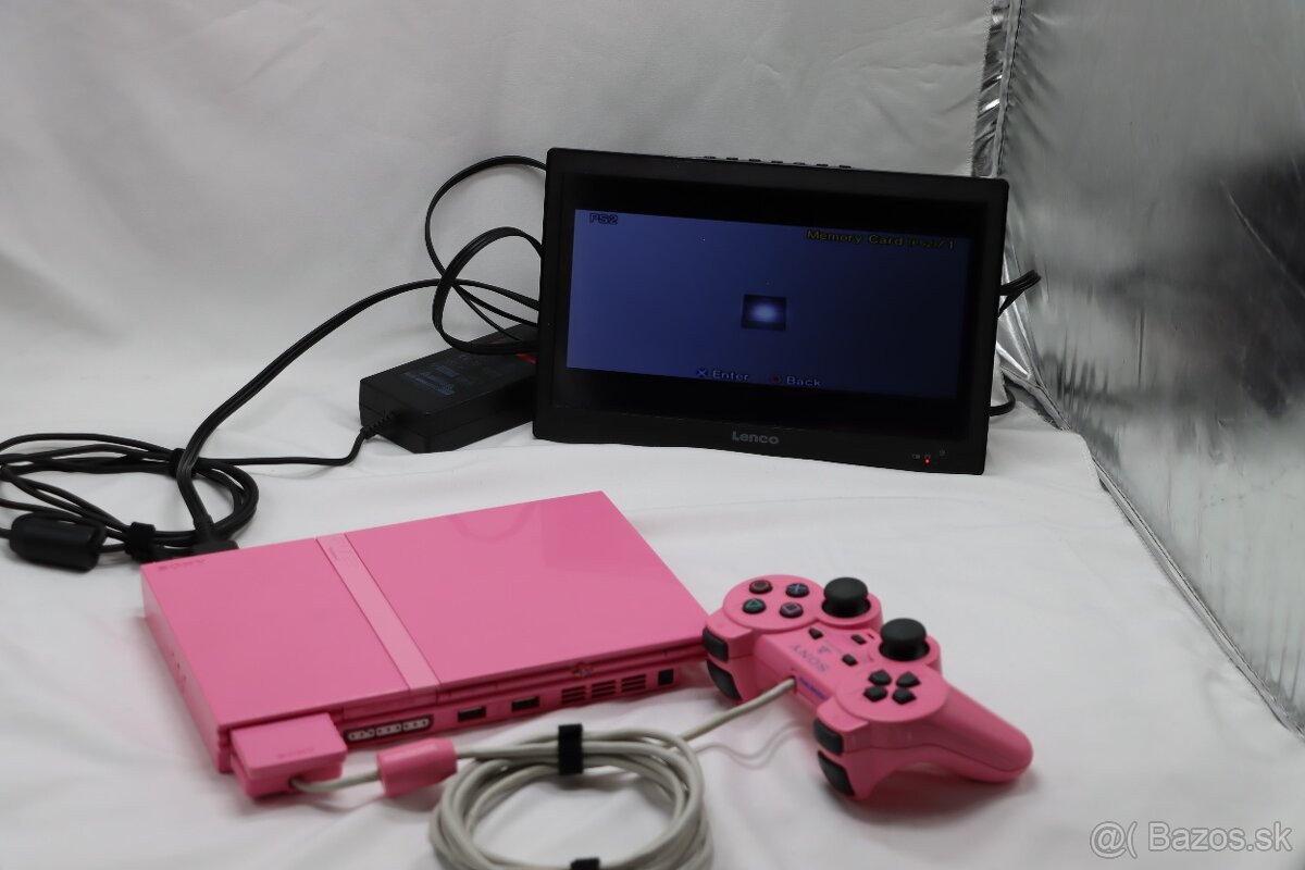 PS2 Slim Pink SCPH-77004 + originál ružový set - 2