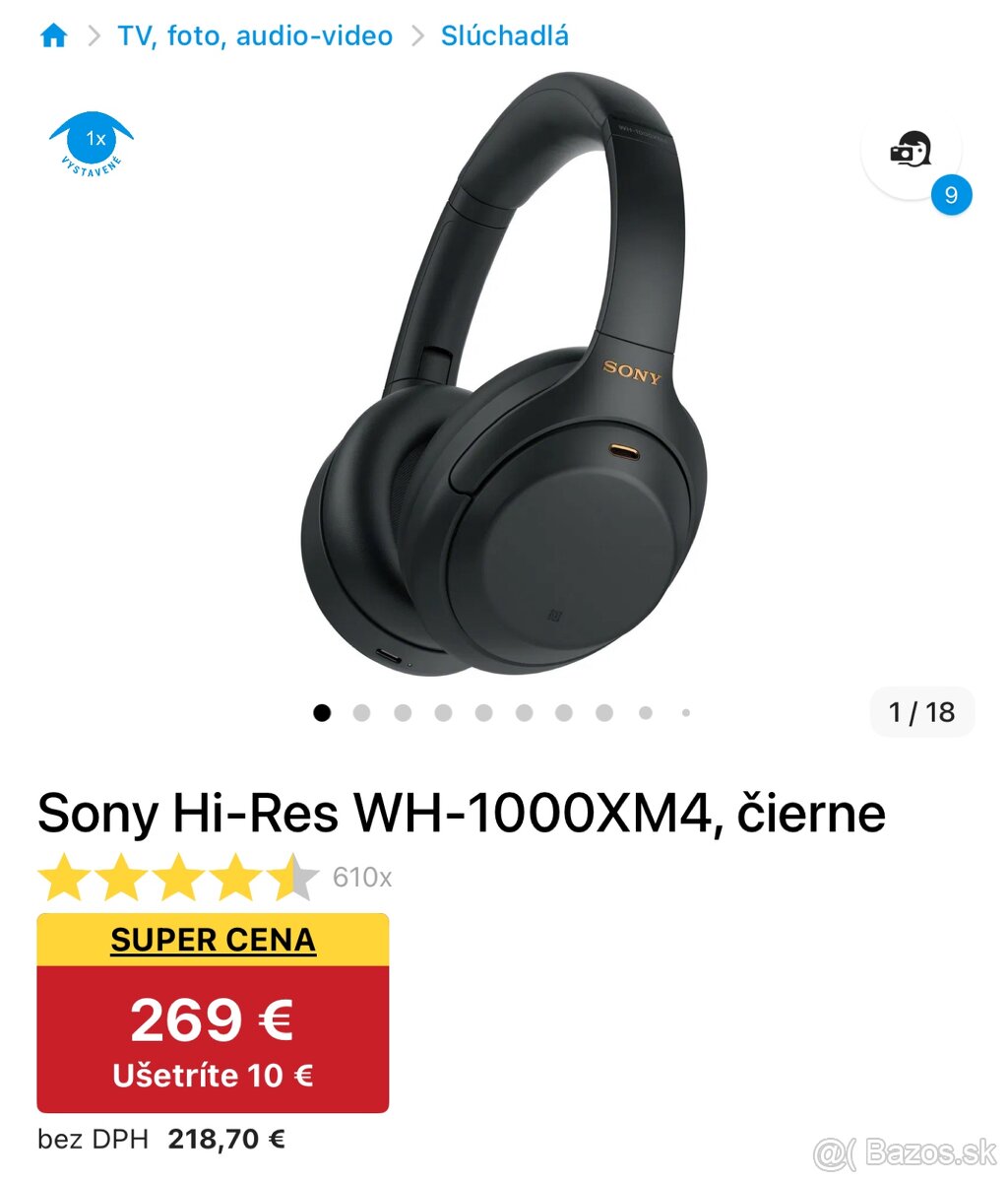 Sony Hi-Res WH-1000XM4, čierne (nove,len rozbalene) - 2