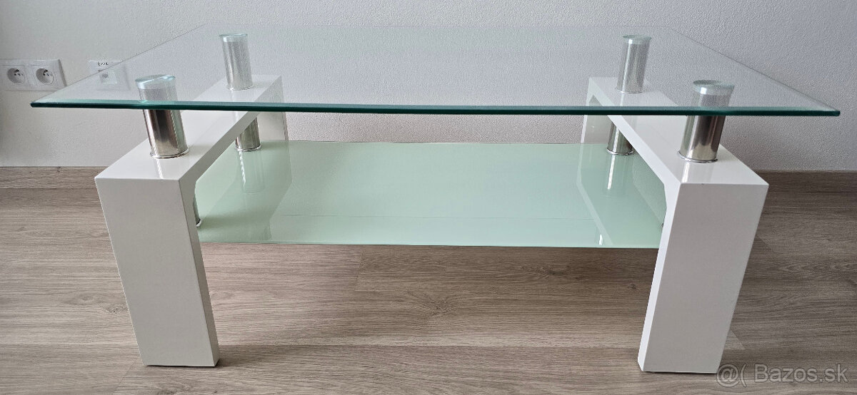konferenčný stolík - bielo sklenený - 2