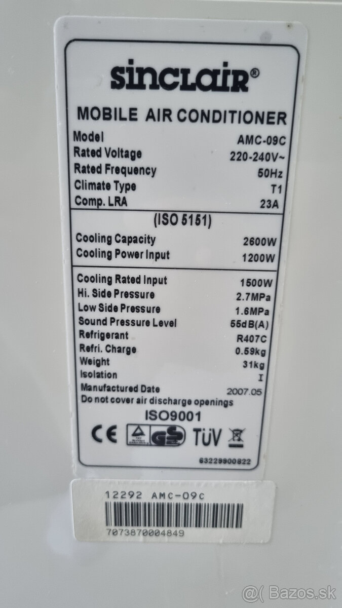 Klimatizácia Sinclair AMC-09C - 2
