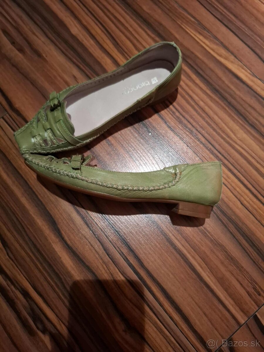 Zelené dámske kožené mokasíny - 2