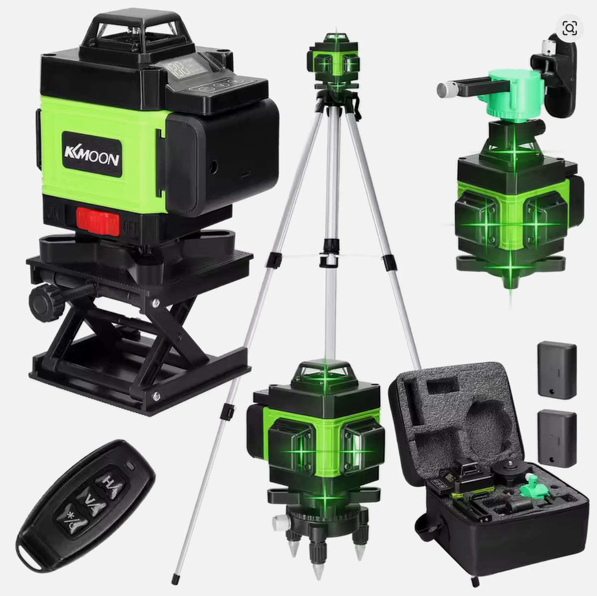 16-líniový samonivelačný laser 360° so zeleným lúčom a 2 bat - 2
