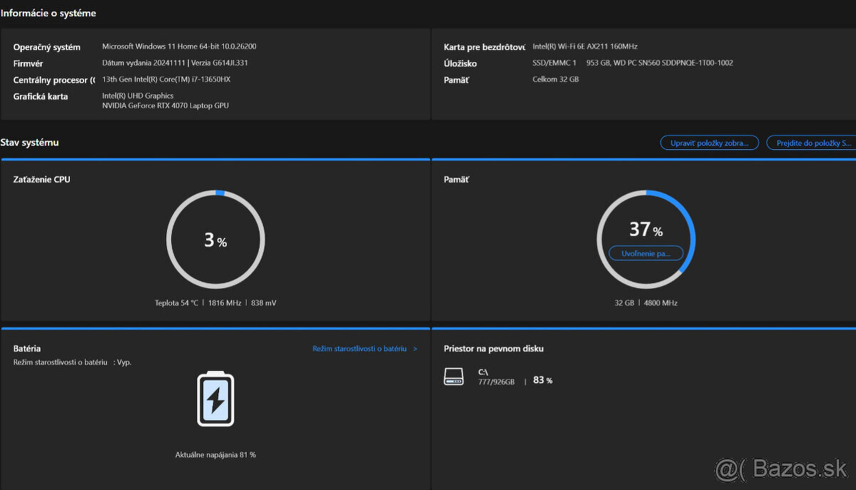 Asus ROG Strix G16 i7-13650hx/RTX 4070/32GB DDR5/1TB - 2