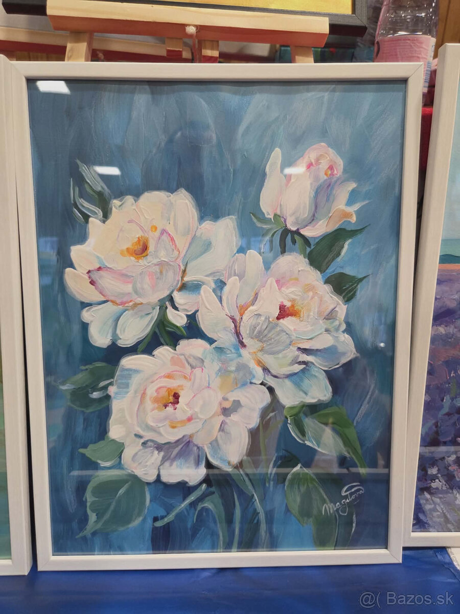 Akryl na akvarelovom papieri, ramik 30x40cm, motív : Kvety - 2