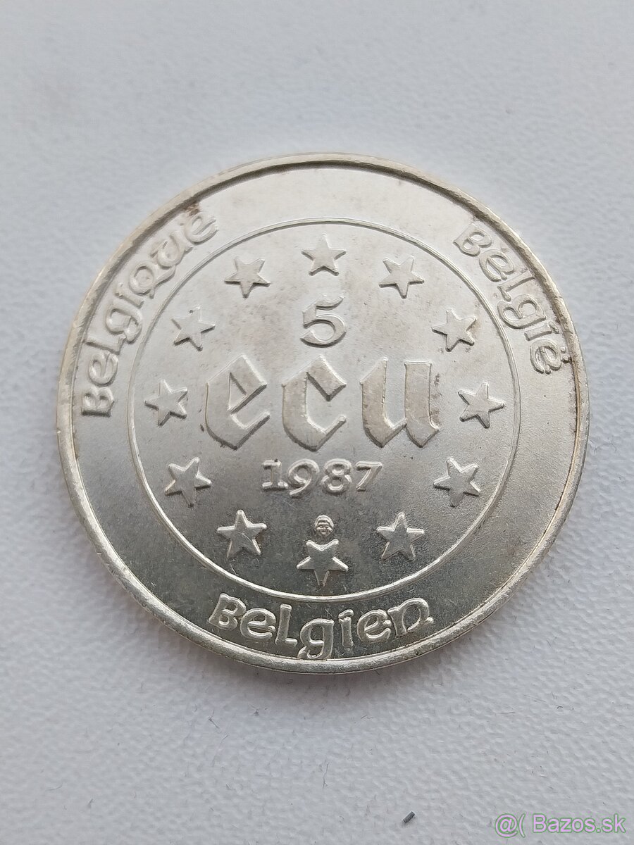 Mince strieborne 5 ECU Belgicko 1987 - 2