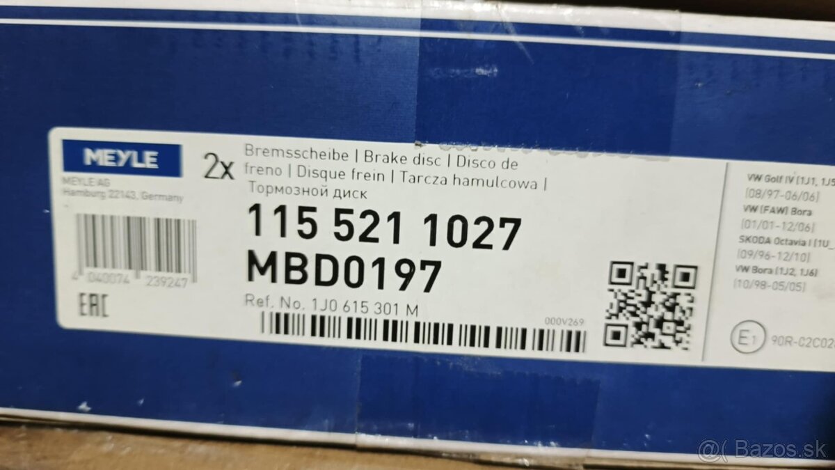 Brzdové kotúče MEYLE Golf 4, Bora, Octavia 1 - 2