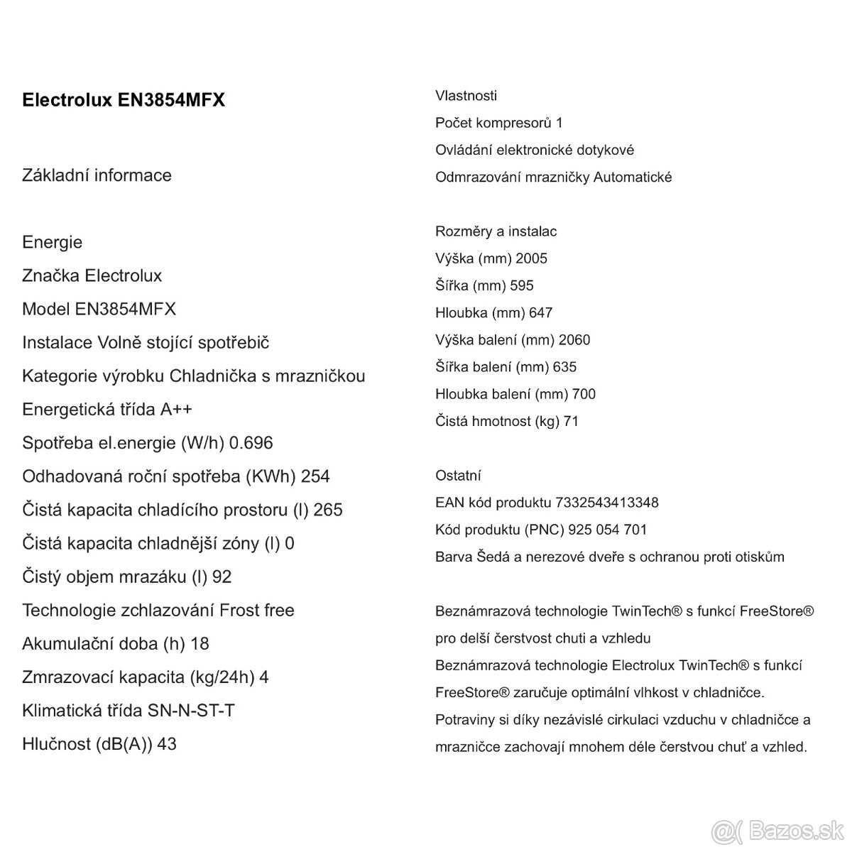 Chladnička s mrazničkou Elektrolux - 2