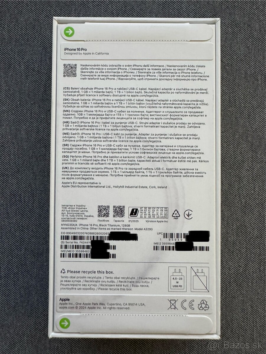 NOVÝ, NEROZBALENÝ - Iphone 16 Pro 128 GB BLACK - 2