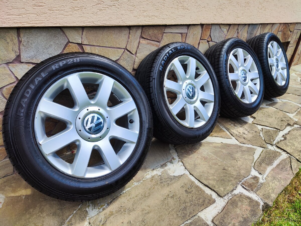 Alu kolesá original vw, 205/55 5x112 r16, Letné pneu 2024 - 2