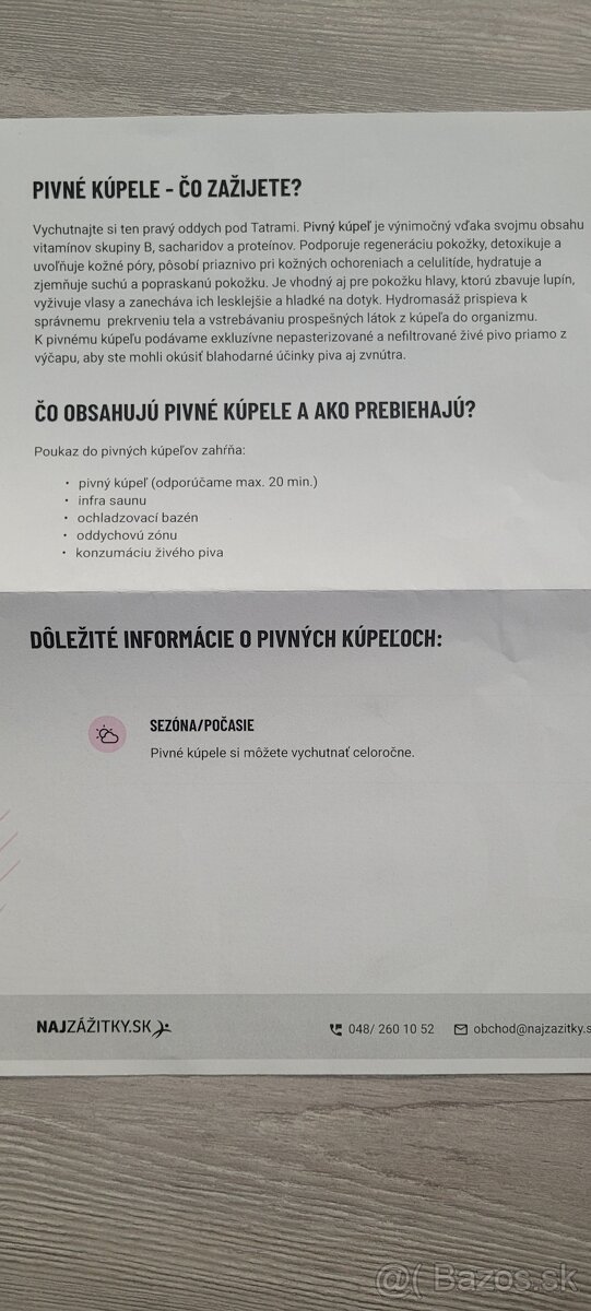 Darčekový poukaz PIVNE KUPELE - 2