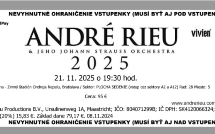 Andre Rieu - plocha sedenie - 2