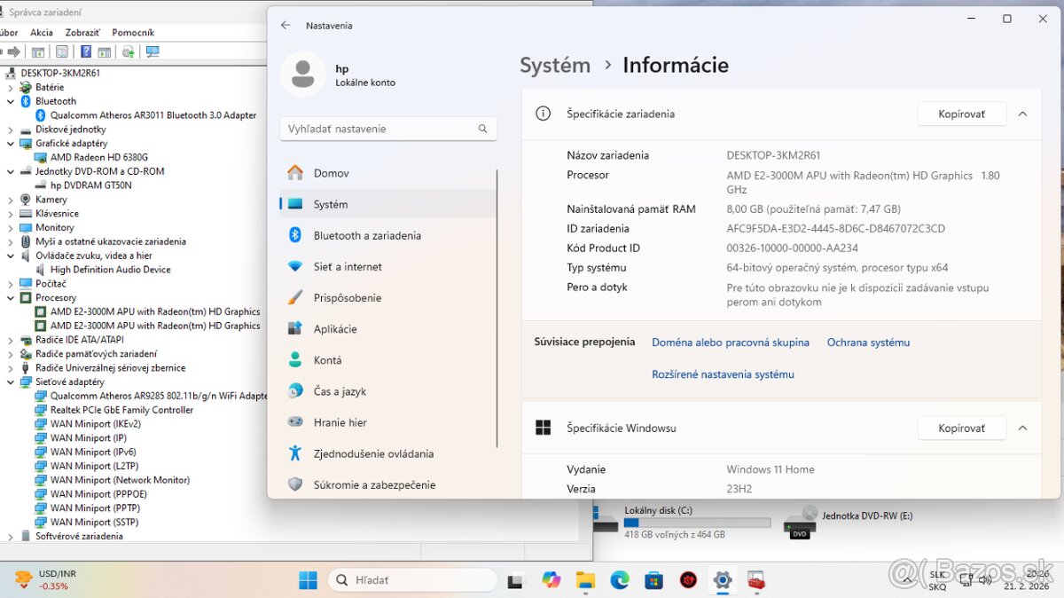 Predám notebook hp probook 4535s 2 jadro amd bez ram bez dis - 2