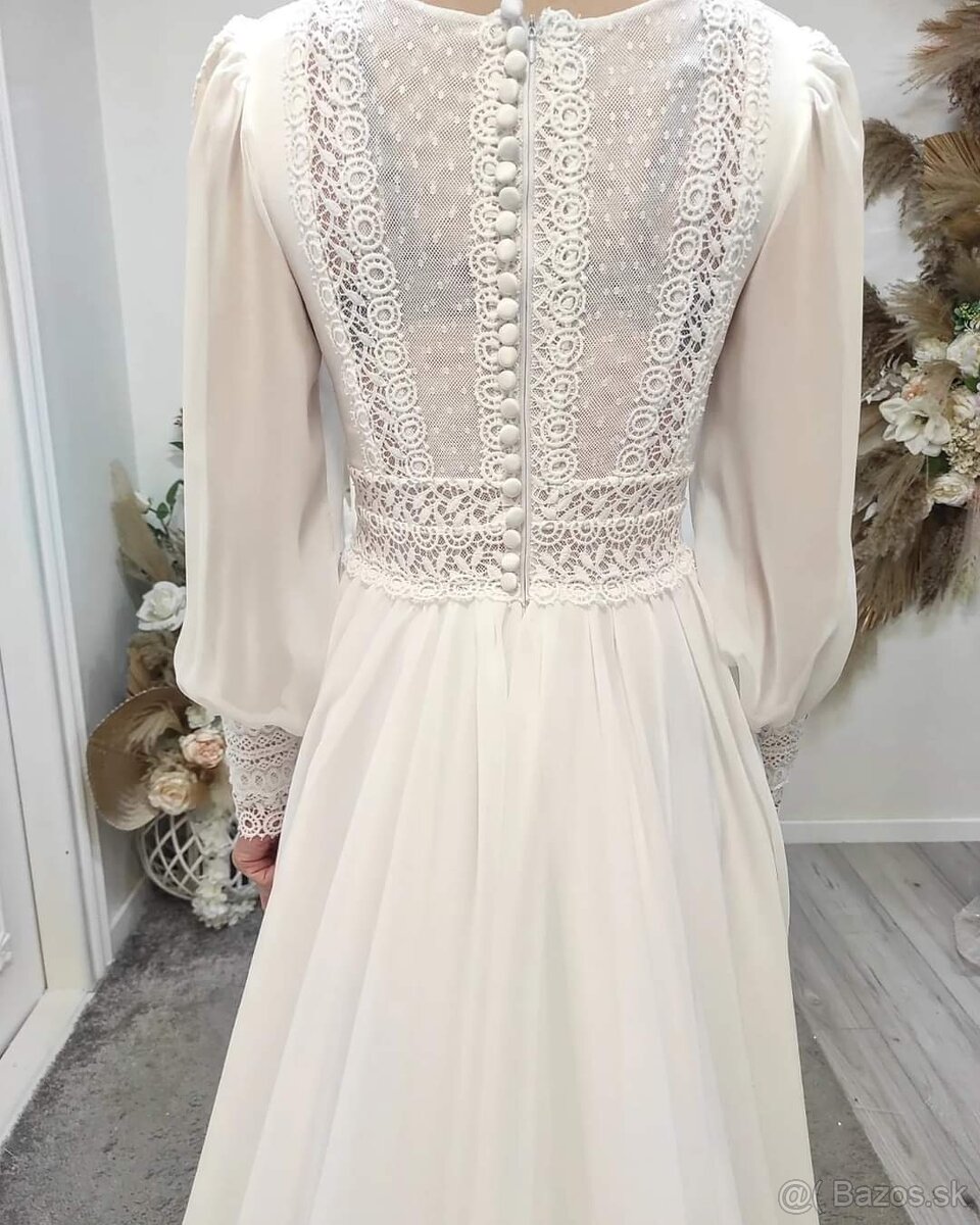 Predám svadobné šaty veľ. S - 166cm/53kg - 2