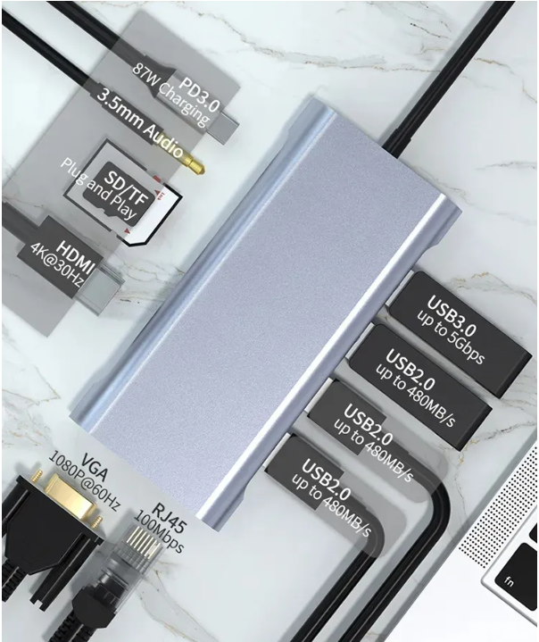 usb c dock 11v1 pre laptop, android, mac - 2