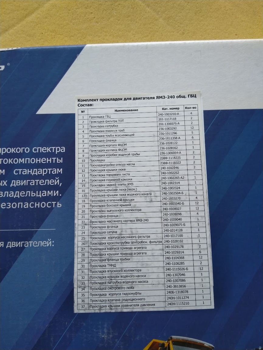 Sada tesnení Kirovec (JAMZ-240) - 2