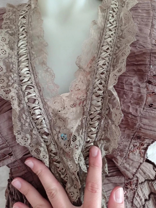 Hnedý cottage core lolita kardigan - 2