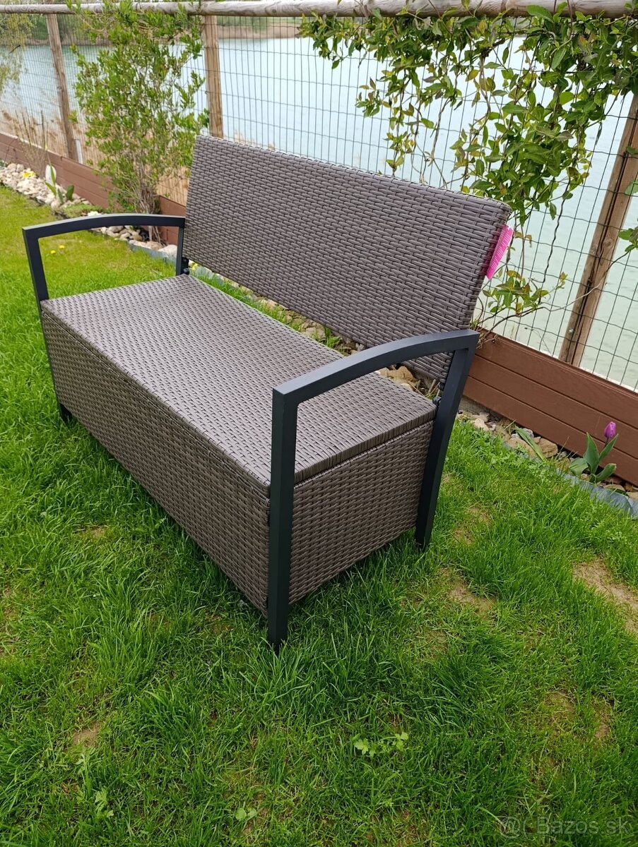 Ratanová lavička s úložným boxom - 2