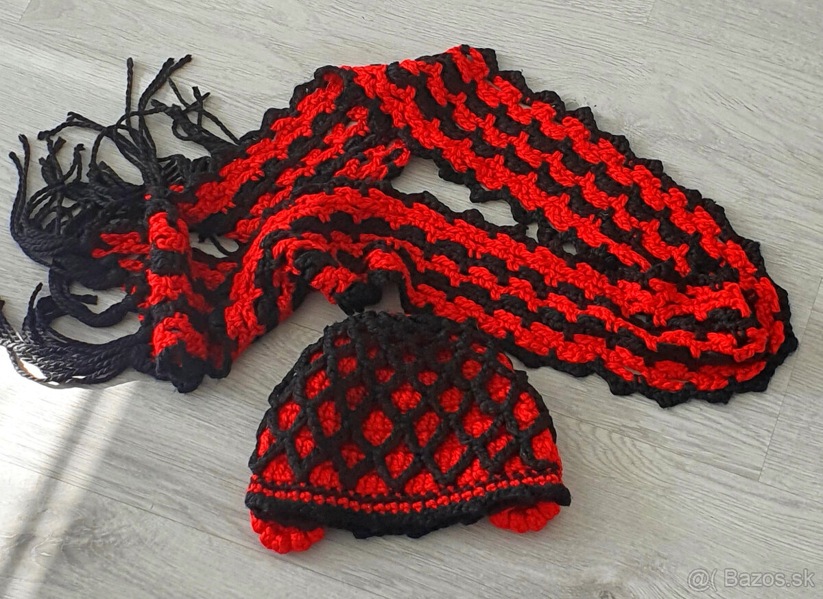 Červený set čiapka a šál - 2