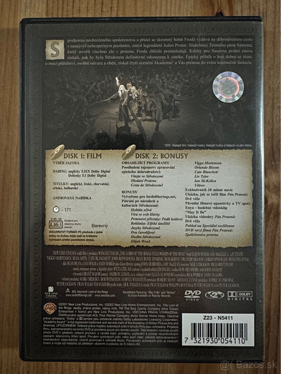 Originál DVD Pán Prsteňov Spoločenstvo Prsteňa - 2